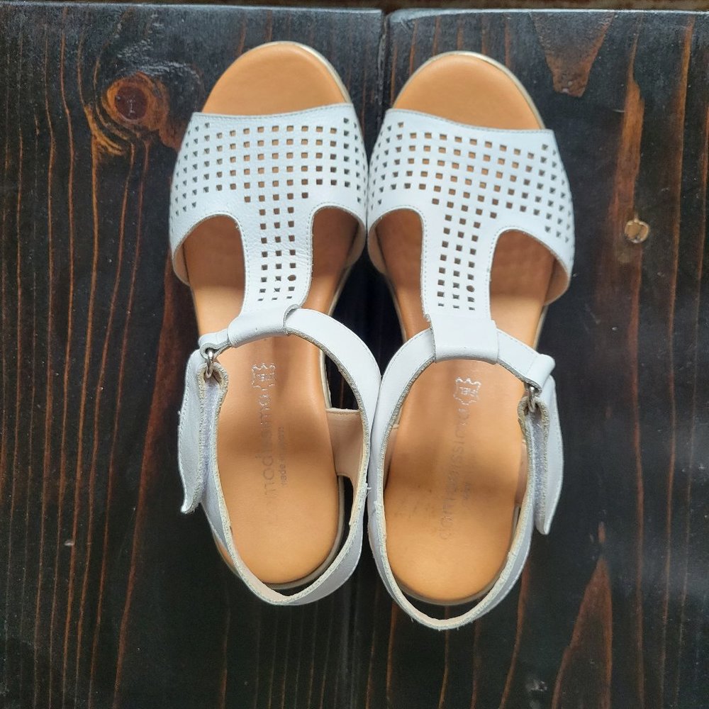 Sandals, white leather, Comodissima Made In Spain Women's size 37